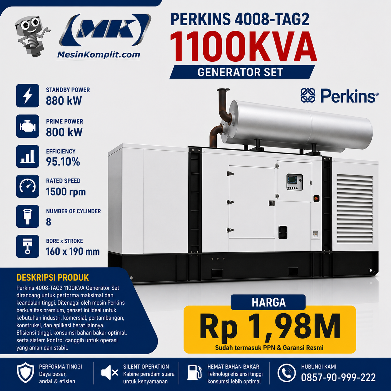 Genset Silent Perkins 110...